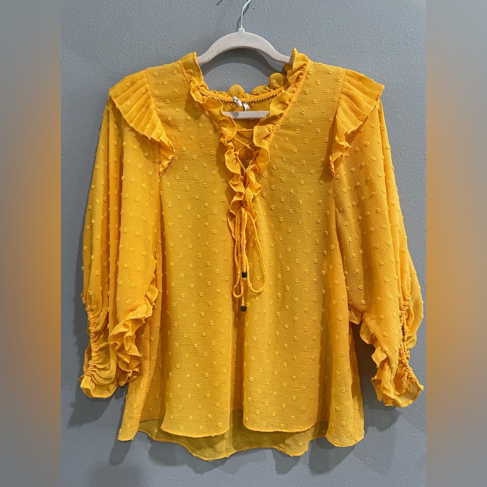 Anthropologie Haida Peasant Yellow Flowy Blouse (S)